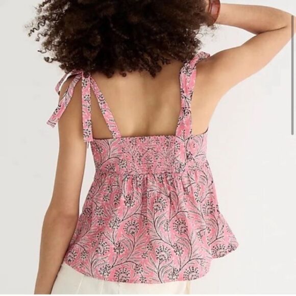 J. Crew Collection Tie-Shoulder Tank Top Women's 4 Ratti Coral Vines BK818 - Picture 3 of 9